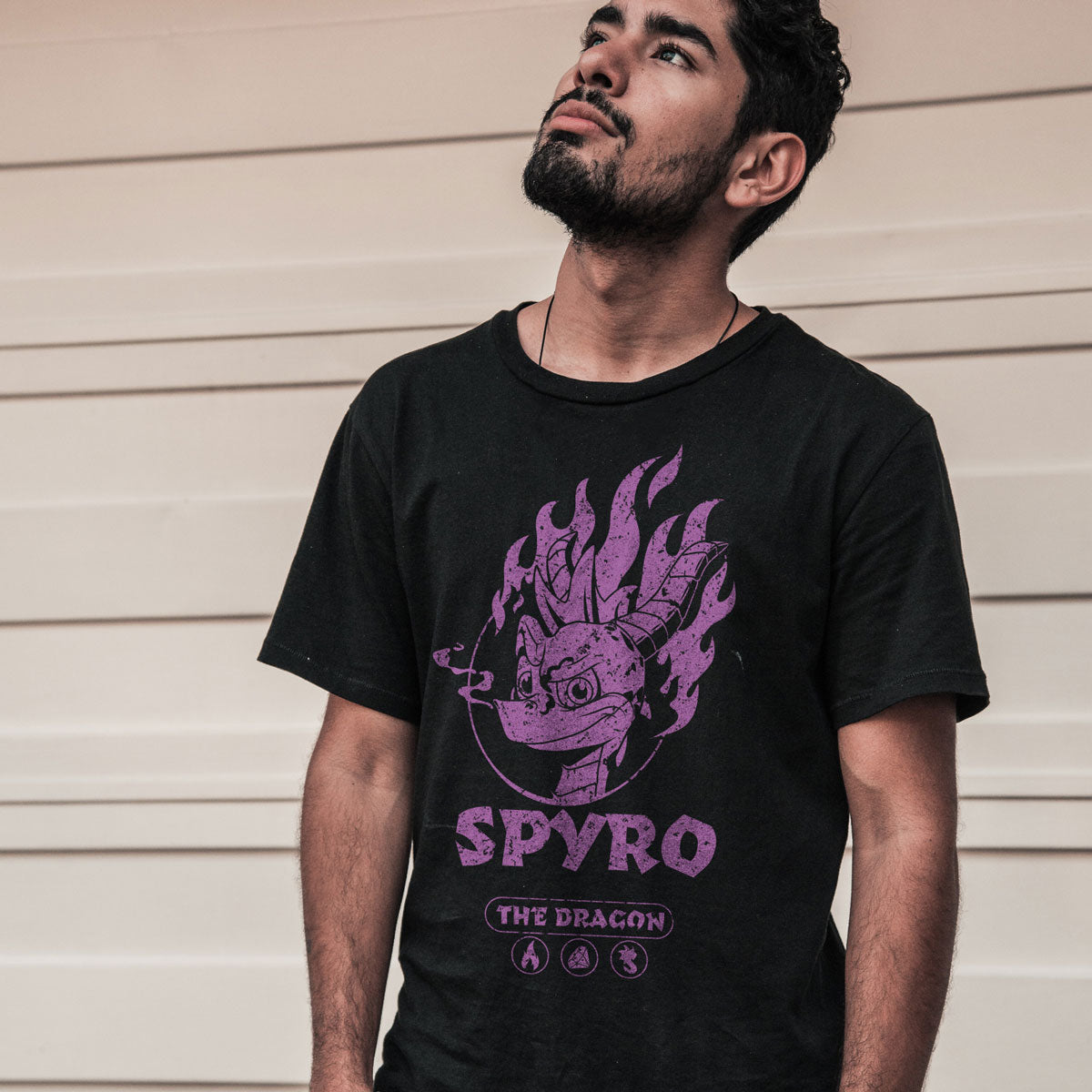 Spyro Flaming T-Shirt, Purple Print on Black