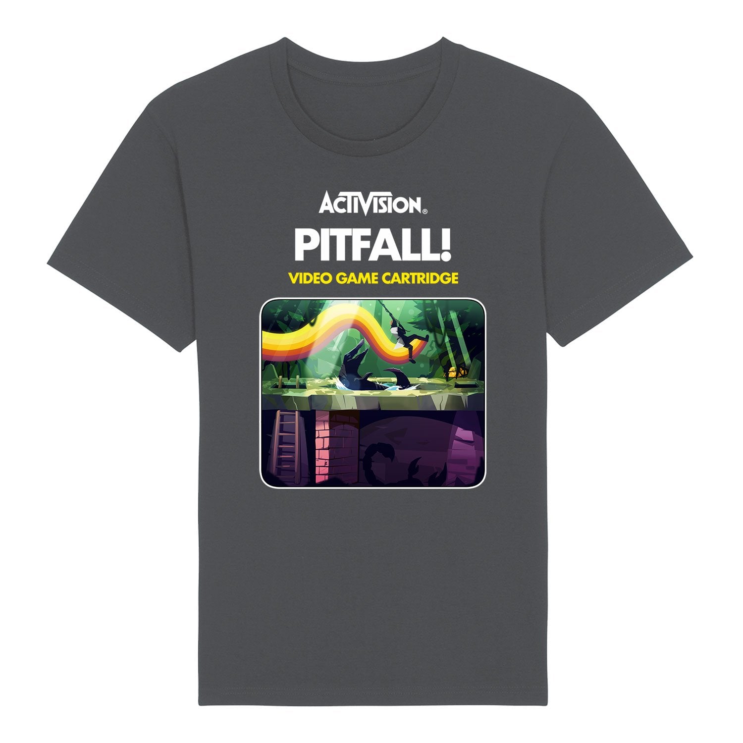 Pitfall! Men's T-Shirt, Game Cartridge Design on Grey Unisex Tee