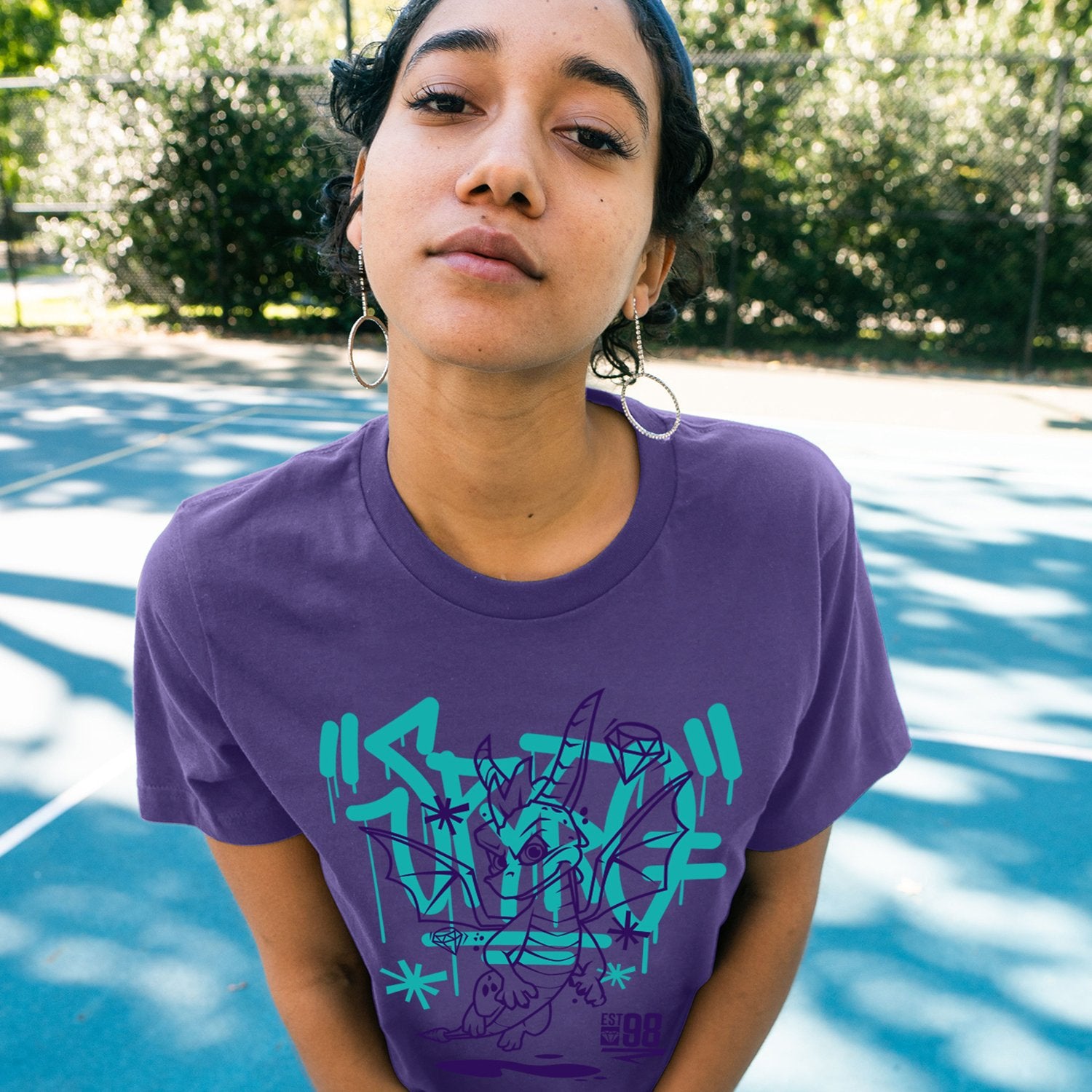 Spyro Street Art Unisex T-Shirt, Casual Fit Purple Crew Neck