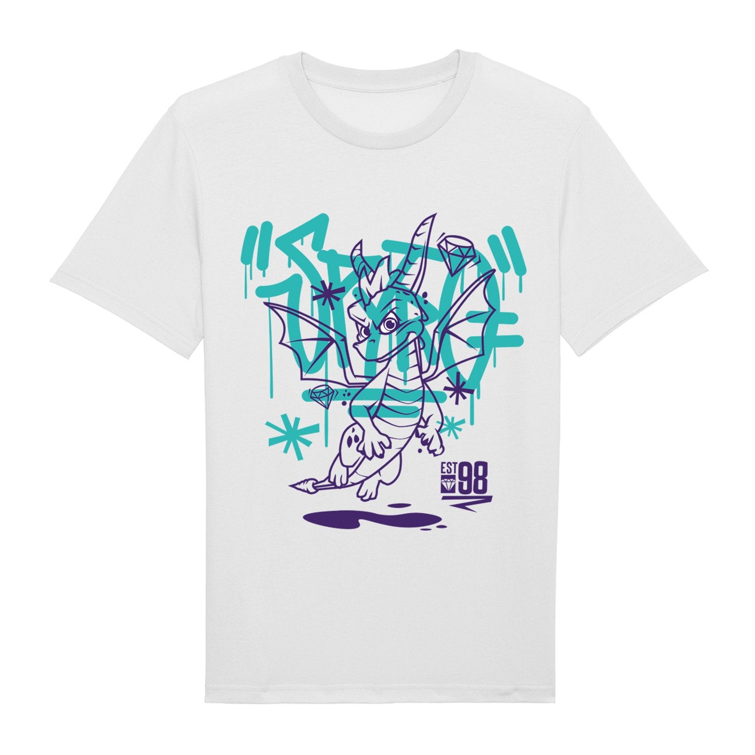 Spyro Street Art White T-Shirt, Crew Neck Unisex Fitting